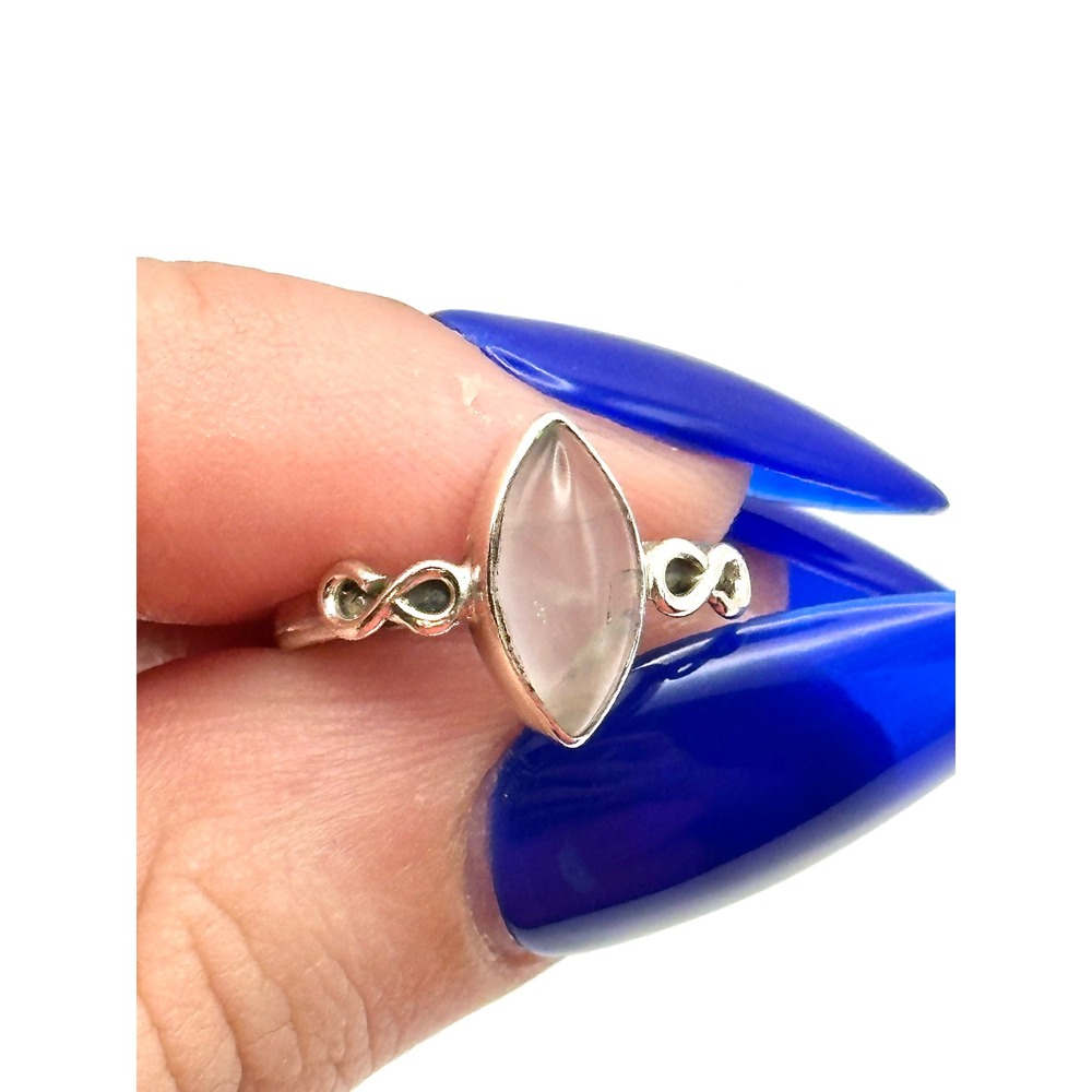 Dainty Marquise Rose Quartz Sterling Silver Handmade Ring‎ Size 5.75 - Picture 4 of 10